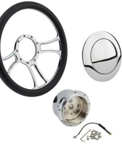 Chrome Trinity Steering Wheel with Wheel Adapter and Horn Button