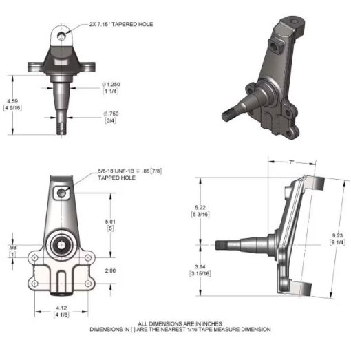 G-Comp 2 Inch Drop Performance Spindles for GM A/F/X-Body Muscle Cars