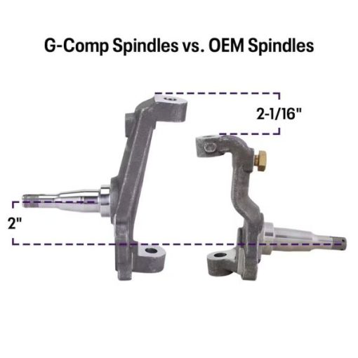 G-Comp 2 Inch Drop Performance Spindles for GM A/F/X-Body Muscle Cars