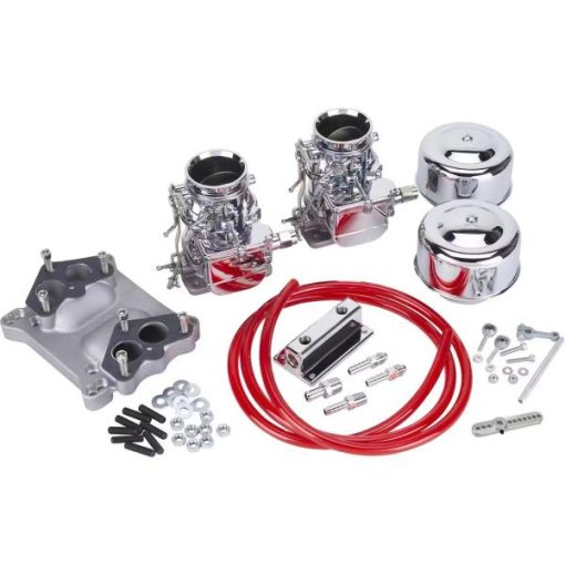 Two Chrome 9 Super 7® Carbs to 4-Bbl Intake Manifold Adapter Kit